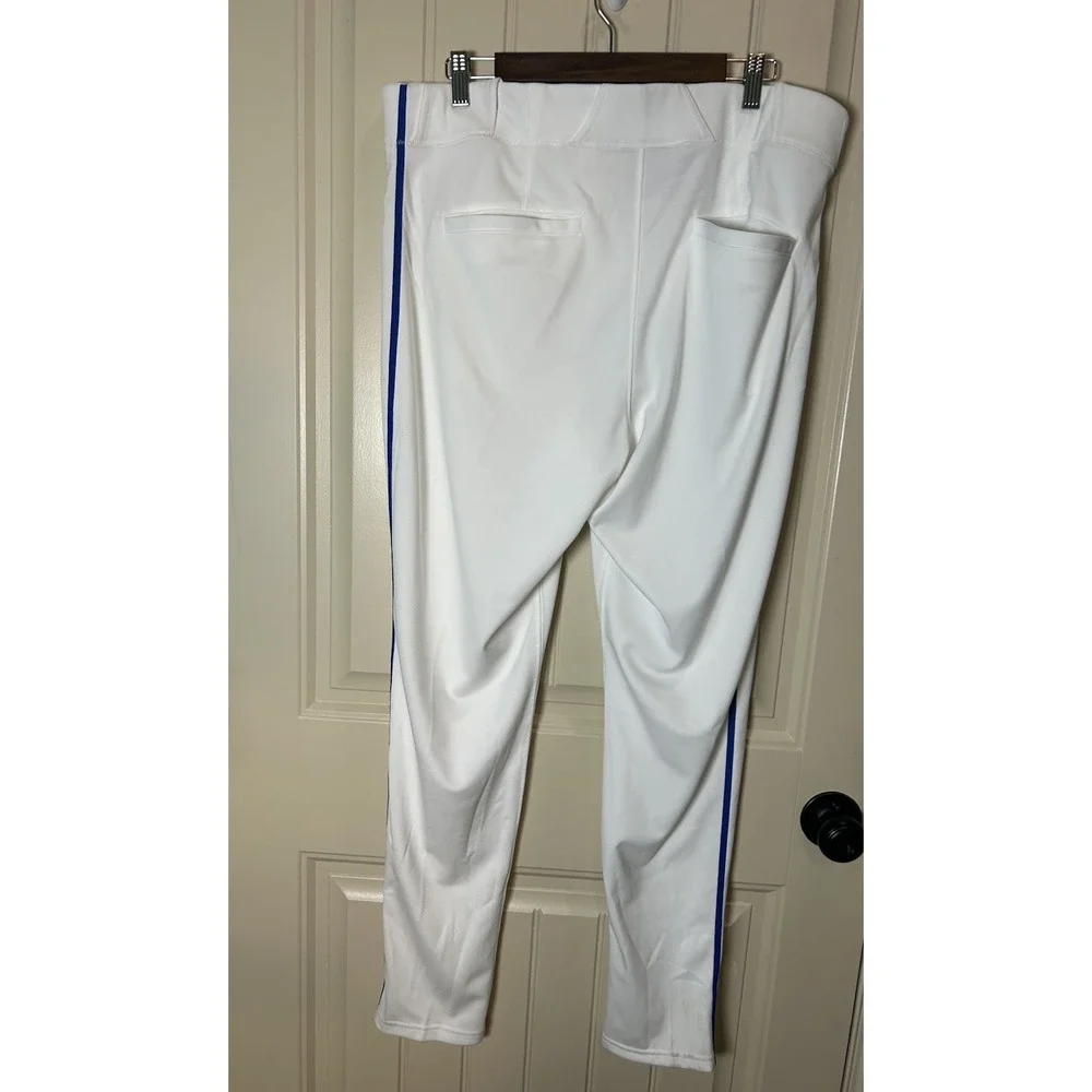 New Nike Men Stock Vapor Select 2 Piped Baseball Pants XL White Blue Side Stripe